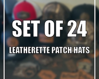 24 Custom Leather Patch Hats | Logo Hats | Laser Engraved Leatherette Patch | Company Logo Hat | Personalized Logo Hat | Trucker Hat