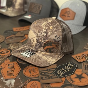 Bass Leatherette Patch Hat | Fishing | Mossy Oak Hat | Real Tree Hat | Leatherette Patch Hat | Trucker Hat | Dad Hat | Fathers Day Gift