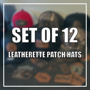 12 Custom Leather Patch Hats | Logo Hats | Laser Engraved Leatherette Patch | Company Logo Hat | Personalized Logo Hat | Trucker Hat
