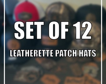 12 Custom Leather Patch Hats | Logo Hats | Laser Engraved Leatherette Patch | Company Logo Hat | Personalized Logo Hat | Trucker Hat