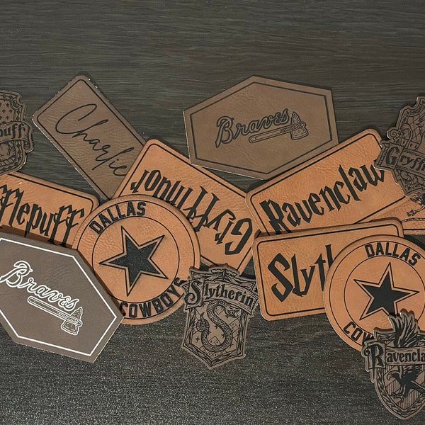 Custom Leatherette Patches | Iron On Patches | Engraved Patches