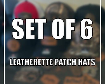 6 Custom Leather Patch Hats | Logo Hats | Laser Engraved Leatherette Patch | Company Logo Hat | Personalized Logo Hat | Trucker Hat