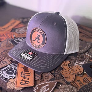 Alabama Crimson Tide Hat | Leather Patch Hat | Alabama Hat | Football Hat | Leatherette | Trucker Hat