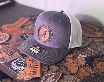 Alabama Crimson Tide Hat | Leather Patch Hat | Alabama Hat | Football Hat | Leatherette | Trucker Hat