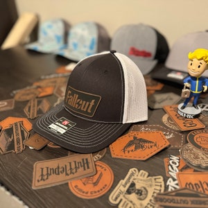 Fallout Logo Hat | Fallout 3 Hat | Leather Patch Hat | Leatherette | Trucker Hat