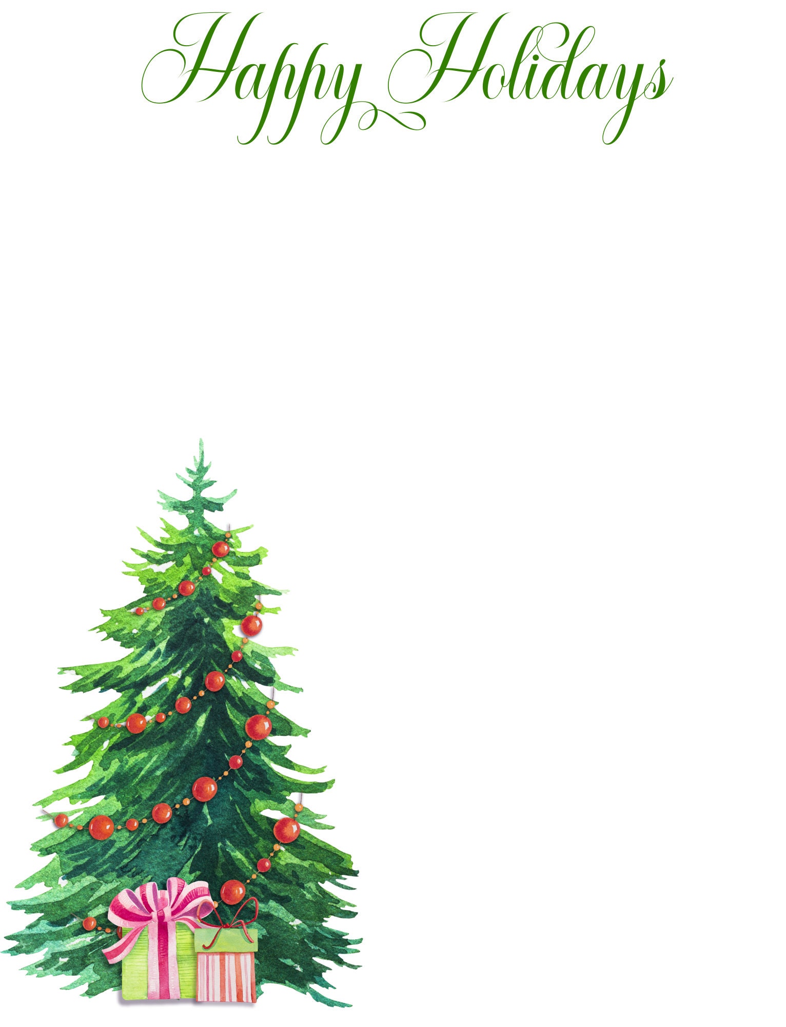 printable-christmas-stationery-with-watercolor-christmas-tree-etsy