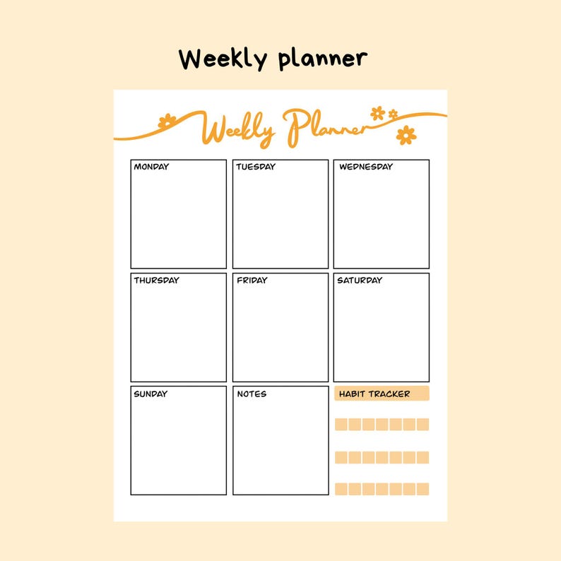 Daily Weekly Monthly Planner Printable PDF, Minimalist Template, Simple ...