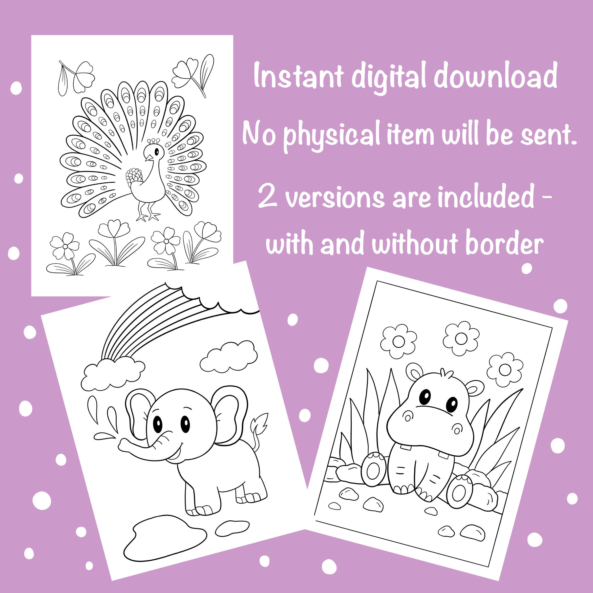 Printable Coloring Pages Pdf, Cute Safari Animals, Forest Jungle Nature