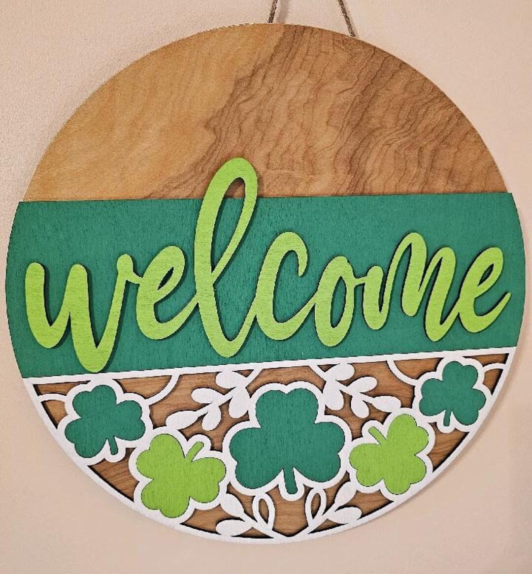 Wooden St. Patrick's Day Shamrock Door Wreath - Spring Home Decor For Indoor & Outdoor