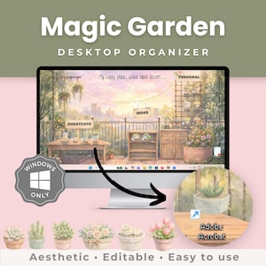 Organizador de Escritorio Jardín para Windows | Escritorio Estético Editable + Íconos + Tutorial en Video