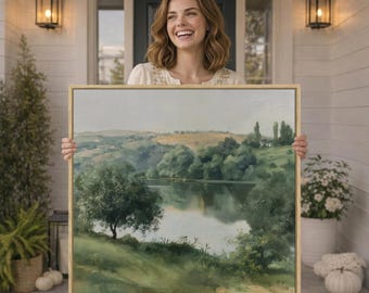 Gerahmte Landschaft Leinwand, Vintage Landschaft Oversized Wand Kunst - A12