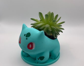 Novelty Planter - Pokemon Bulbasaur Plant Gardening Indoor - Suculent, Herbs, Indoor Plants - With Saucer - Pokemon Gaming Accessory - Kids