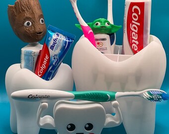 Massive Family Toothbrush Holder - Family Sized Bathroom Organisers & Dispensers - Novelty Set Collection - Mega Molar Mini Molar And More