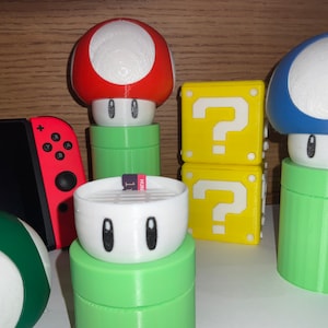 Nintendo-inspirierter Super Mushroom Toad SD-Kartenhalter (Maximal 18 Karten) | Umweltfreundliche Aufbewahrungslösung für Gaming und Fotografie Kunststoff