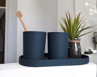 Dual Electric Toothbrush Holder - Bathroom Caddy -Storage Multifunction Organizer - Modern - Minimalist - Home Bathroom Decor - Toothpaste