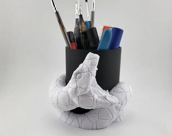 Novelty Pencil Pot Pen Holder, Snake “Entangled” Pen Cup Organiser Stationary - Office - Plastic Desk Organiser - Ribbed Modern - Minimalist