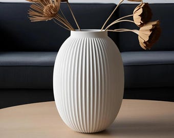 Vase Plastic Nordic - Ribbed Flower Vase - Dried Flower Vase - Ornamental Vase - Home Decor - Modern - Minimalist - Simplistic Design