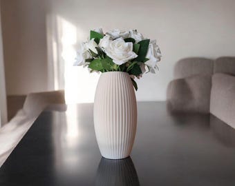 Vase Plastic - Ribbed Flower Vase - Dried Flower Vase - Ornamental Vase - Home Decor - Modern - Minimalist - Simplistic Design