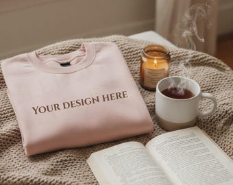 Gildan 18000 Light Pink Sweatshirt Mockup, Flat Lay (PNG)