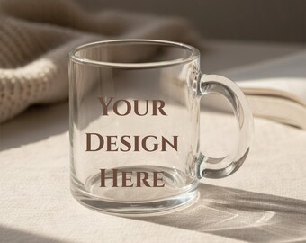 Clear Glass Mug Mockup, 10 oz PNG (Digital Download)