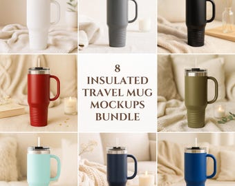 Printify Polar Camel 40 oz Insulated Travel Mug 40 Oz Mockup 40oz tumbler mockups Tumbler with Handle Teal Olive Green Navy Tumbler