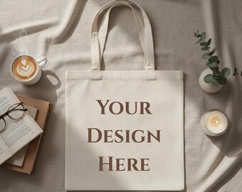Canvas Tote bag Mockup Natural, Book Lover Tote Bag Lifestyle Shopping Bag Mock-Up Cottton Beige Tote Bag Liberty Bags OAD113