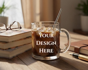 Clear Glass Mug Mockup, 10 oz, PNG (Digital Download)