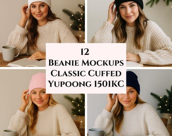 Classic Cuffed Beanie Mockup Bundle (PNG Digital Download)
