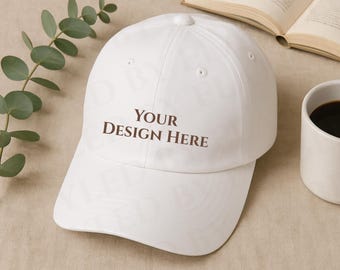 White Dad Hat Mockup, Yupoong 6245CM (PNG)