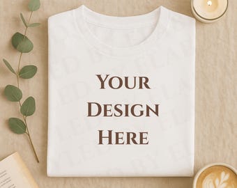 Gildan 64000 White T-Shirt Mockup, Folded Shirt, PNG (Digital Download)