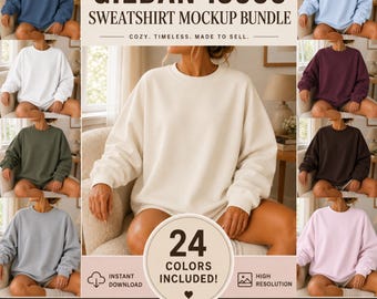 Gemütliches Gildan 18000 Mockups Bundle G180 Oversized Sweater (PNG Digital Download)