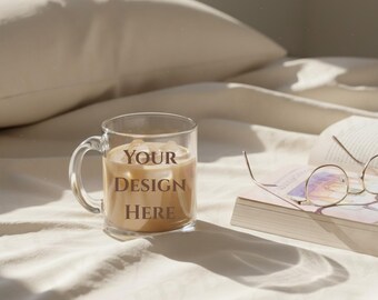 Clear Glass Mug Mockup, 10 oz PNG (Digital Download)