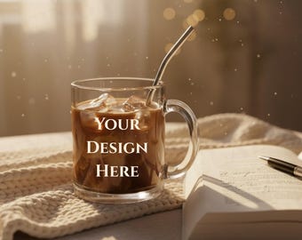 Clear Glass Mug Mockup, 10 oz, PNG (Digital Download)