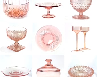 Elegant Pink Vintage Depression Glass Curation