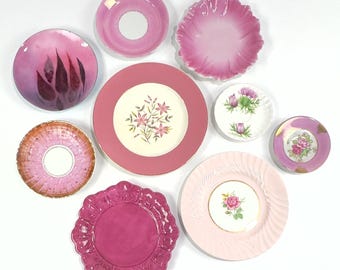 Pretty in Pink Decorative Wall Plate Curation - Group of 9