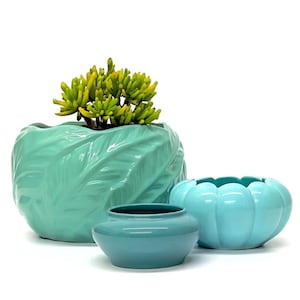 Mid-Century Hollywood Regency Mixed Turquoise Planters - Group of 3