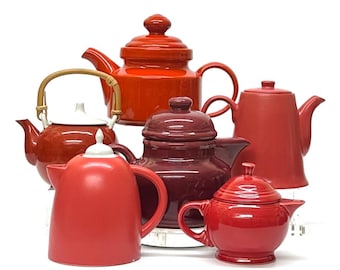 Vintage Schirnding Bavaria Luncheon Set, Danish Modern, Red Black