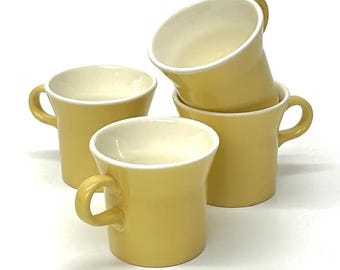Classic Morning Tea, Coffee, Milk Mug, 280 ml, Porcelain, Set of 4 Yellow