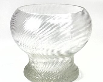 Pristine Vintage 1970s "Twist" Ribbed Lead Crystal Vase or Punch Bowl by Michael Bohm for Rosenthal Studio-Linie