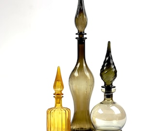 Genie Dreams: Vintage Glass Decanters attributed to Empoli, circa 1960s