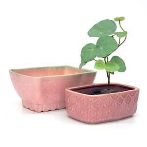 Vintage Rectangular Raspberry Pink Planter Curation - Group of 2