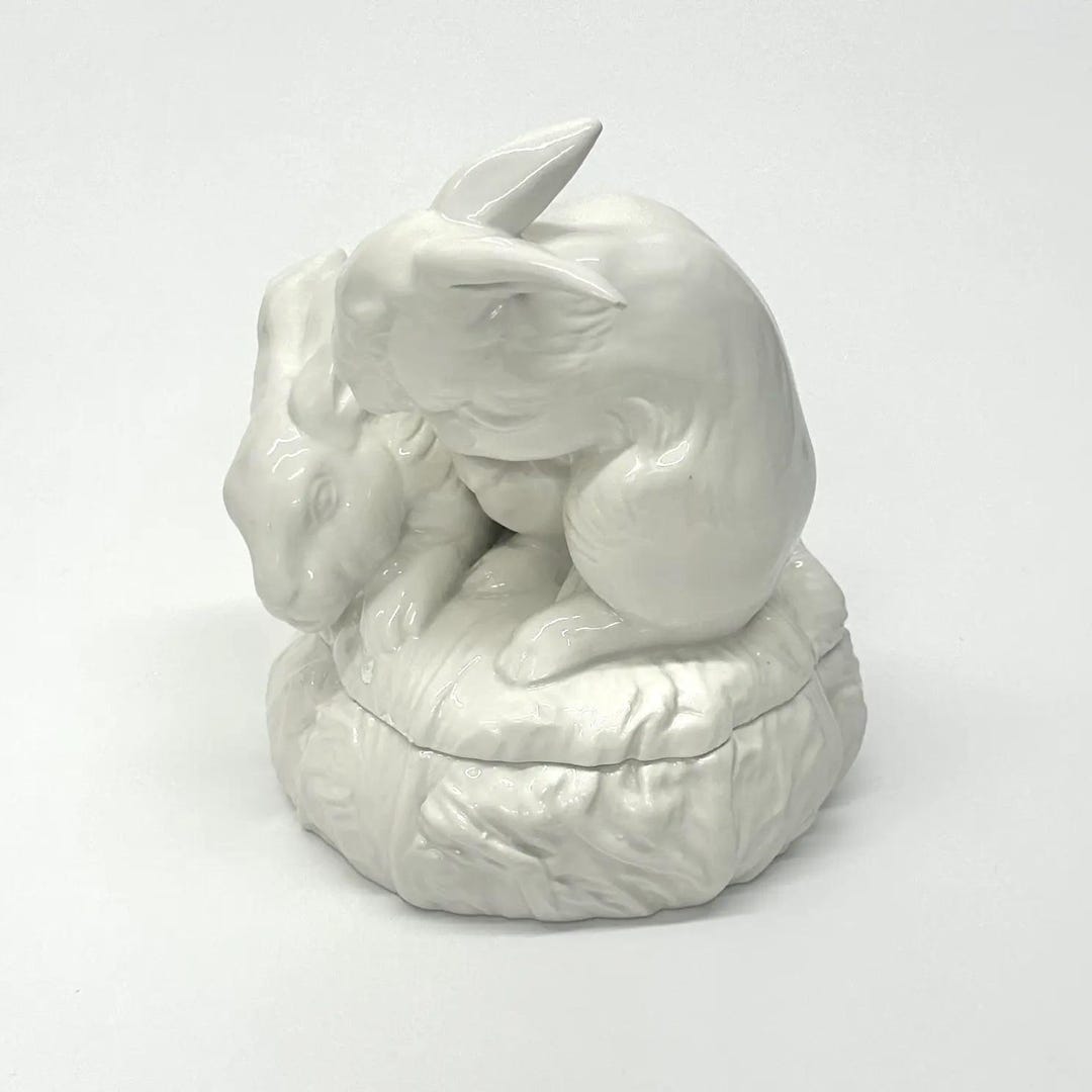 Vintage Blanc De Chine Ceramic Rabbits Lidded Container - Etsy