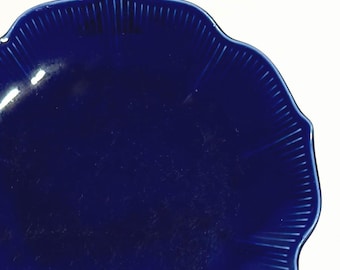 Rich Cobalt Porcelain Lotus Dessert or Side Plates Attributed to Lillian Venon Japan - Set of 6