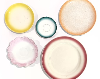 Flirty Fresh & Fun Multicolored Ombré Decorative Wall Plate Curation - Group of 5