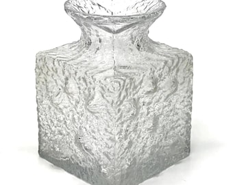 Vintage Textured Glass Crocus Vase by Timo Sarpaneva for Iittala Finland, Signed