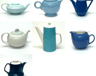 Assorted Blue Vintage Teapots