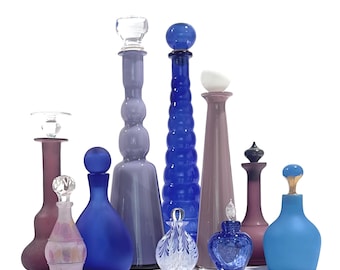Lavender, Lilac & Lapis, Oh My! Eclectic Glass Bottle Curation - Group of 10