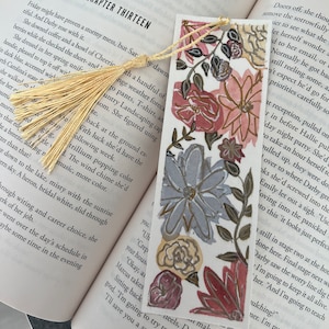 Original hand painted watercolor bookmark | Gold Floral