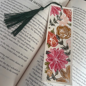 Original hand painted watercolor bookmark | Boho Floral