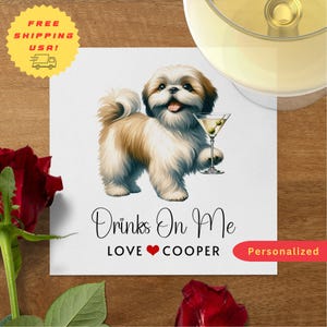 Custom Dog Cocktail Napkins, Personalized Pet Wedding Napkins, SHIH TZU Napkin Pet Lover Wedding | Engagement Party | Wedding Shower Décor